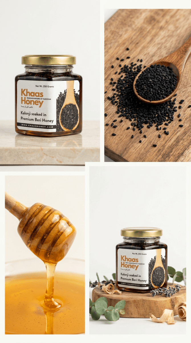 Pure Kalonji infused in Beri Honey (Sidr) - Raw & Natural - Khaas Honey